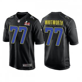 Wholesale Cheap Men\'s Los Angeles Rams #77 Andrew Whitworth 2022 Black Super Bowl LVI Game Stitched Jersey