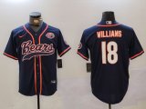 Men's Chicago Bears #18 Caleb Williams Navy Throwback With Patch Cool Base Stitched Baseball Jersey