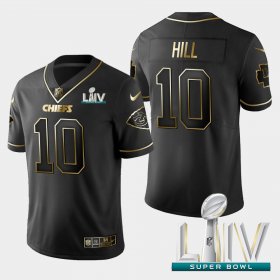 Wholesale Cheap Kansas City Chiefs #10 Tyreek Hill Vapor Limited Black Golden Super Bowl LIV 2020 Jersey