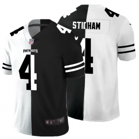 Cheap New England Patriots #4 Jarrett Stidham Men\'s Black V White Peace Split Nike Vapor Untouchable Limited NFL Jersey