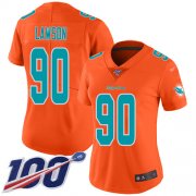 Wholesale Cheap Nike Dolphins #90 Shaq Lawson Orange Women's Stitched NFL Limited Inverted Legend 100th Season Jersey