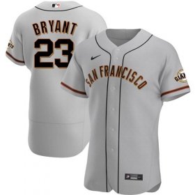 Wholesale Cheap Men\'s San Francisco Giants #23 Kris Bryant Gray Flex Base Nike Jersey