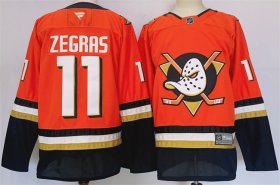 Cheap Men\'s Anaheim Ducks #11 Trevor Zegras Orange Black 2024-25 Stitched Jersey