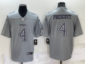 Wholesale Men\'s Dallas Cowboys #4 Dak Prescott LOGO Grey Atmosphere Fashion 2022 Vapor Untouchable Stitched Nike Limited Jersey