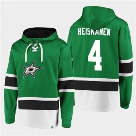 Wholesale Cheap Men\'s Dallas Stars #4 Miro Heiskanen Green Ageless Must-Have Lace-Up Pullover Hoodie