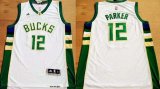 Wholesale Cheap Men's Milwaukee Bucks #12 Jabari Parker Revolution 30 Swingman 2015 New White Jersey