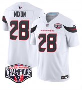 Cheap Men's Houston Texans #28 Joe Mixon White F.U.S.E. 2024 AFC South Division Champions Vapor Limited Stitched Football Jersey