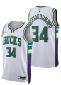 Wholesale Cheap Men's Milwaukee Bucks #34 Giannis Antetokounmpo 75th Anniversary Diamond White 2021 Stitched Jersey