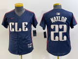 Cheap Youth Cleveland Guardians #22 Josh Naylor Navy 2024 City Connect Limited Stitched Jersey