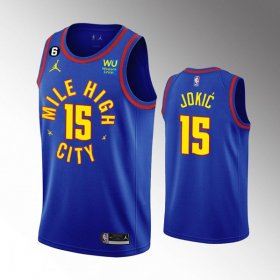 Wholesale Cheap Men\'s Denver Nuggets #15 Nikola Jokic Blue 2022-23 statement edition Stitched Jersey