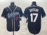 Wholesale Cheap Men's Brooklyn Dodgers #17 Shohei Ohtani Black Cool Base With Patch Stitched Baseball Jerseys