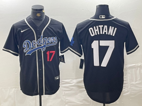 Wholesale Cheap Men\'s Brooklyn Dodgers #17 Shohei Ohtani Black Cool Base With Patch Stitched Baseball Jerseys