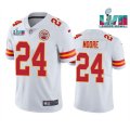 Wholesale Cheap Men's Kansas City Chiefs #24 Skyy Moore White Super Bowl LVII Patch Vapor Untouchable Limited Stitched Jersey