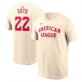 Men\'s American League #22 Juan Soto Cream 2024 All-Star Name & Number T-Shirt