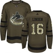 Wholesale Cheap Adidas Canucks #16 Trevor Linden Green Salute to Service Stitched NHL Jersey