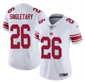 Cheap Women\'s New York Giants #26 Devin Singletary White Vapor Stitched Jersey(Run Small)