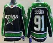 Cheap Men's Dallas Stars #91 Tyler Seguin Black 2022 Reverse Retro Authentic Jersey