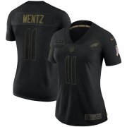 Cheap Philadelphia Eagles#11 Carson Wentz Nike Women's 2020 Salute To Service Limited Jersey Black