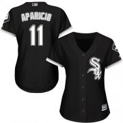 Wholesale Cheap White Sox #11 Luis Aparicio Black Alternate Women's Stitched MLB Jersey