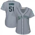 Wholesale Cheap Mariners #51 Ichiro Suzuki Grey Road Women's Stitched MLB Jersey