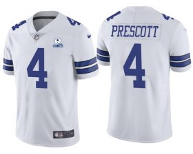 Wholesale Cheap Men\'s Dallas Cowboys #4 Dak Prescott 60th Anniversary White Vapor Untouchable Stitched NFL Nike Limited Jersey