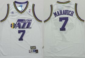 Wholesale Cheap Utah Jazz #7 Pete Maravich White Swingman Throwback Jersey