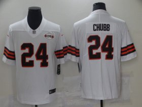 Wholesale Cheap Men Cleveland Browns 24 Chubb White 1946 Nike Vapor Untouchable Limited 2021 NFL Jersey