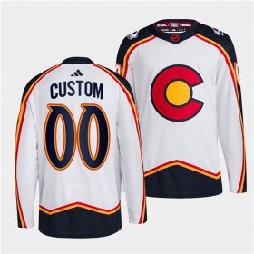 Wholesale Cheap Men\'s Colorado Avalanche Custom White 2022-23 Reverse Retro Stitched Jersey