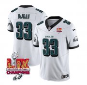 Cheap Men's Philadelphia Eagles #33 Cooper DeJean White 2025 Eagles Logo Super Bowl LIX Patch New F.U.S.E. Vapor Untouchable Limited Football Stitched Jersey