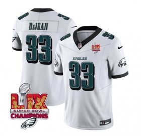 Cheap Men\'s Philadelphia Eagles #33 Cooper DeJean White 2025 Eagles Logo Super Bowl LIX Patch New F.U.S.E. Vapor Untouchable Limited Football Stitched Jersey