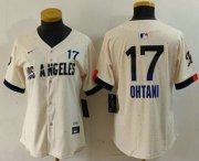 Cheap Women's Los Angeles Dodgers #17 Shohei Ohtani Cream 2024 City Connect Limited Jersey