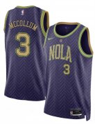 Cheap Men's New Orleans Pelicans #3 CJ McCollum Purple 2024-25 City Ediiton Stitched Basketball Jersey