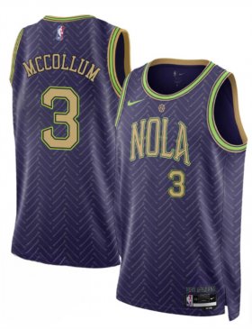 Cheap Men\'s New Orleans Pelicans #3 CJ McCollum Purple 2024-25 City Ediiton Stitched Basketball Jersey