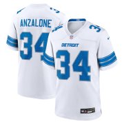 Cheap Men's Detroit Lions #34 Alex Anzalone White 2nd Alternate Game Nike Jersey