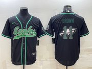 Wholesale Cheap Men's Philadelphia Eagles #11 AJ Brown Black Team Big Logo With Patch Cool Base Stitched Baseball Jersey