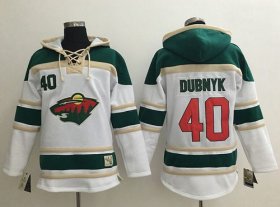 Wholesale Cheap Wild #40 Devan Dubnyk White Sawyer Hooded Sweatshirt Stitched NHL Jersey