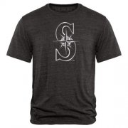 Wholesale Cheap Seattle Mariners Fanatics Apparel Platinum Collection Tri-Blend T-Shirt Black