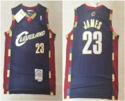 Wholesale Cheap Men's Cleveland Cavaliers #23 LeBron James 2003-04 Navy Blue Hardwood Classics Soul Swingman Throwback Jersey