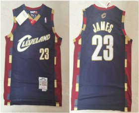 Wholesale Cheap Men\'s Cleveland Cavaliers #23 LeBron James 2003-04 Navy Blue Hardwood Classics Soul Swingman Throwback Jersey