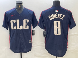 Cheap Men's Cleveland Guardians #0 Andres Gimenez Navy 2024 City Connect Limited Stitched Jersey