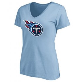 Wholesale Cheap Women\'s Tennessee Titans Pro Line Primary Team Logo Slim Fit T-Shirt Light Blue