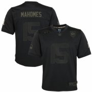 Cheap Kansas City Chiefs #15 Patrick Mahomes Nike Youth 2020 Salute to Service Game Jersey Black