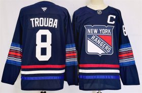 Cheap Men\'s New York Rangers #8 Jacob Trouba Navy 2024-25 Stitched Jersey