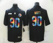 Wholesale Cheap Men's Pittsburgh Steelers #90 T. J. Watt Multi-Color Black 2020 NFL Crucial Catch Vapor Untouchable Nike Limited Jersey