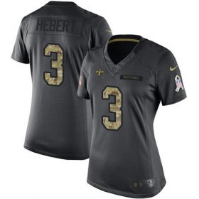 Wholesale Cheap Nike Saints #3 Bobby Hebert Black Women\'s Stitched NFL Limited 2016 Salute to Service Jersey