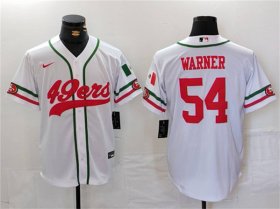 Cheap Men\'s San Francisco 49ers #54 Fred Warner White With Patch Cool Base Stitched Baseball Jersey