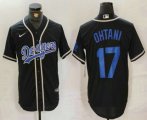 Cheap Men's Los Angeles Dodgers #17 Shohei Ohtani Black Cool Base With Patch Stitched Baseball Jersey