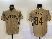 Cheap Men's San Diego Padres #84 Dylan Cease Khaki Team Logo Stitched Cool Base Nike Jersey