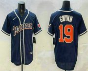 Cheap Men's San Diego Padres #19 Tony Gwynn Navy Blue Stitched MLB Cool Base Nike Jersey