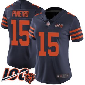 Wholesale Cheap Nike Bears #15 Eddy Pineiro Navy Blue Alternate Women\'s Stitched NFL 100th Season Vapor Limited Jersey